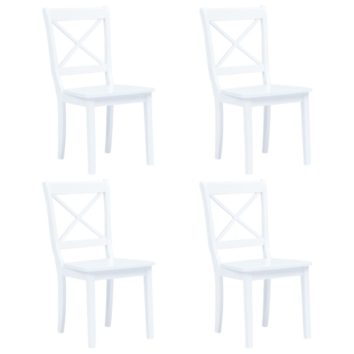 VIDAXL  Dining Chairs 4 PCs Solid Rubber Wood In White