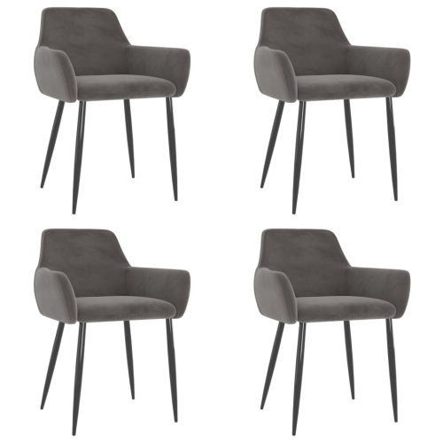 VIDAXL  Dining Chairs 4 PCs Dark Velvet In Grey