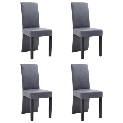 vidaXL Dining Chairs 4 pcs Gray Faux Suede Leather
