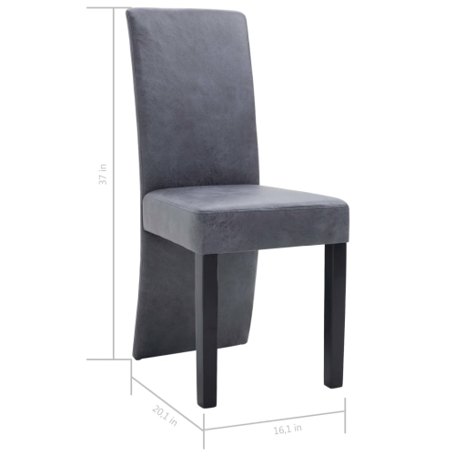 vidaXL Dining Chairs 4 pcs Gray Faux Suede Leather