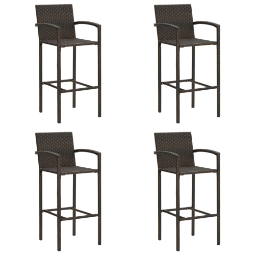 VIDAXL  Bar Stools 4 PCs Poly Rattan In Brown