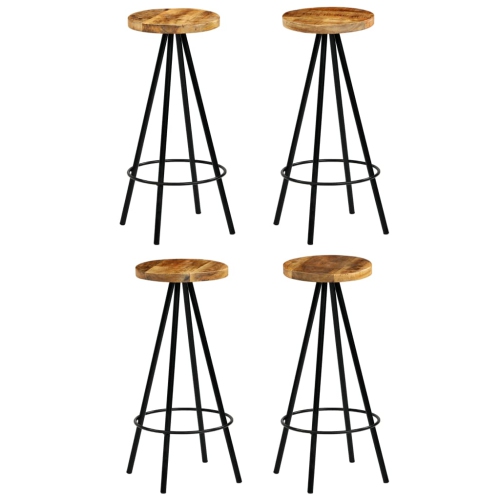 VIDAXL  Bar Stools 4 PCs Solid Wood In Mango