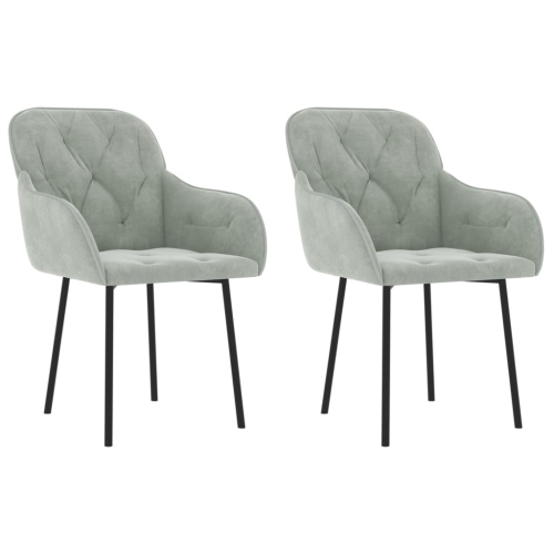 vidaXL Dining Chairs 2 pcs Light Grey Velvet