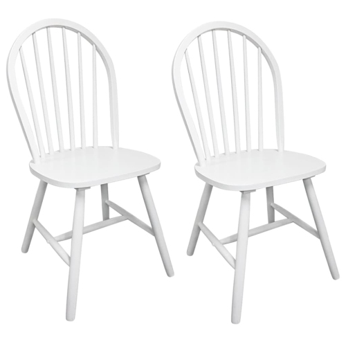 VIDAXL  Dining Chairs 2 PCs Solid Rubber Wood In White