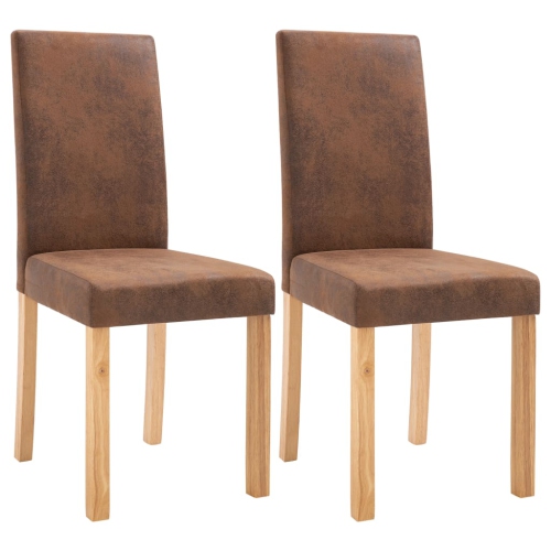 VIDAXL  Dining Chairs 2 PCs Faux Suede Leather In Brown