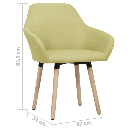 vidaXL Dining Chairs 2 pcs Green Fabric