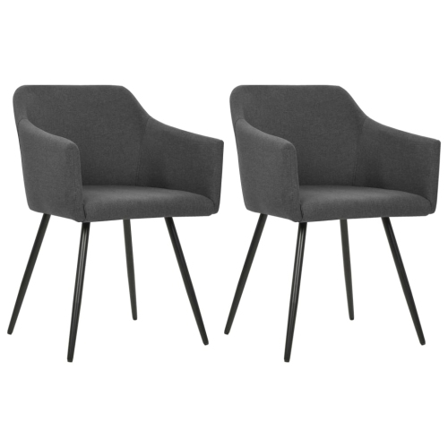 VIDAXL  Dining Chairs 2 PCs Dark Fabric In Grey