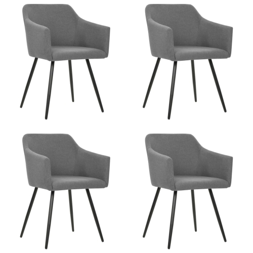 VIDAXL  Dining Chairs 4 PCs Light Fabric In Grey