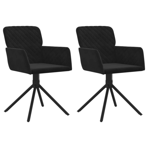 vidaXL Swivel Dining Chairs 2 pcs Black Velvet