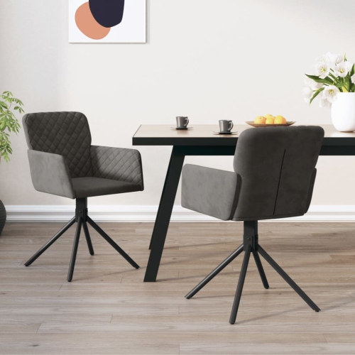 vidaXL Swivel Dining Chairs 2 pcs Dark Grey Velvet