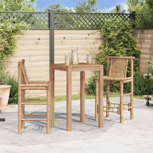 vidaXL Bamboo Bar Stools with Backs Set of 2, Weather-Resistant, 17.7" x 20.9" x 40.2" Brown