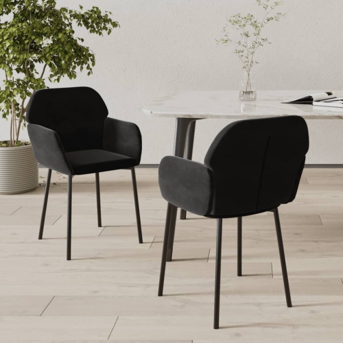 vidaXL Dining Chairs 2 pcs Black Velvet