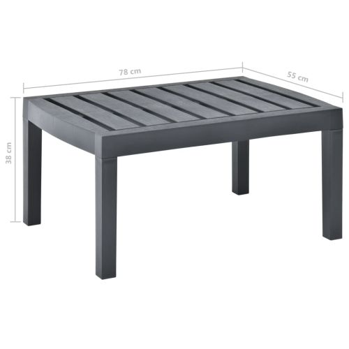 vidaXL Garden Table Anthracite 78x55x38 cm Plastic