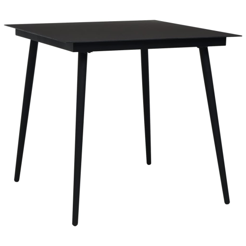 VIDAXL  Patio Dining Table Black 31.5"x31.5"x29.1" Steel And Glass