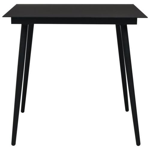 vidaXL Patio Dining Table Black 31.5"x31.5"x29.1" Steel and Glass