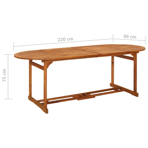 vidaXL Garden Dining Table 220x90x75 cm Solid Acacia Wood