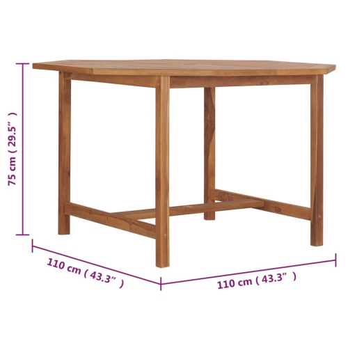 vidaXL Garden Dining Table 110x110x75 cm Solid Wood Teak