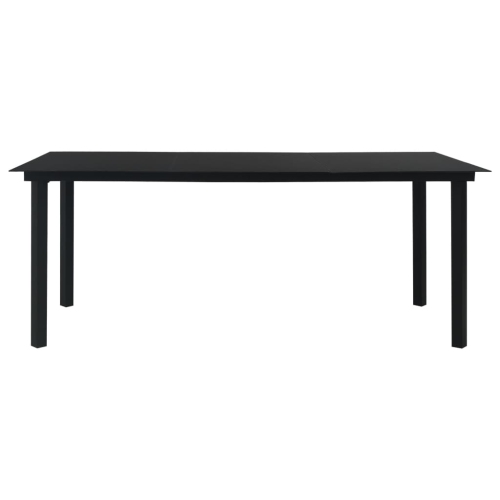 vidaXL Patio Dining Table Black 74.8"x35.4"x29.1" Steel and Glass