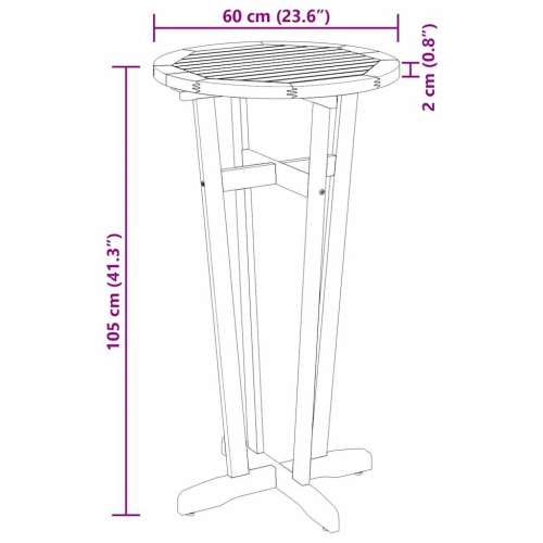 vidaXL Garden Bar Table Ø60x105 cm Solid Wood Acacia