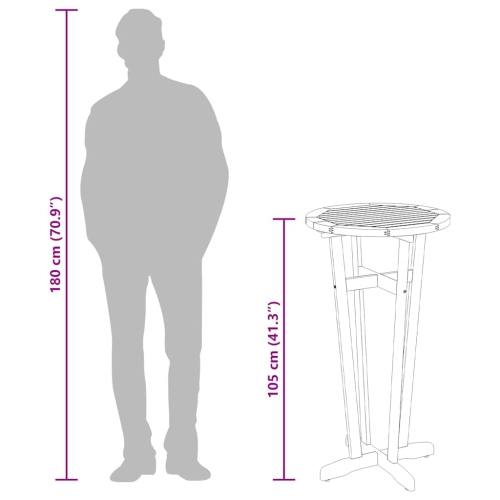 vidaXL Garden Bar Table Ø60x105 cm Solid Wood Acacia