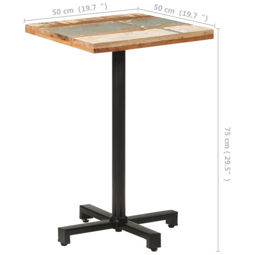 vidaXL Bistro Table Square 19.7"x19.7"x29.5 Solid Reclaimed Wood