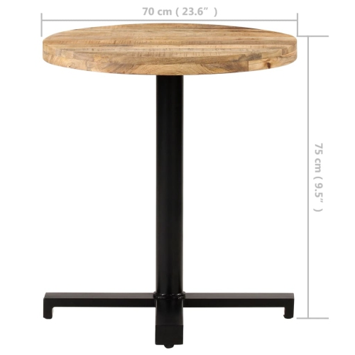 vidaXL Bistro Table Round Ø70x75 cm Rough Mango Wood