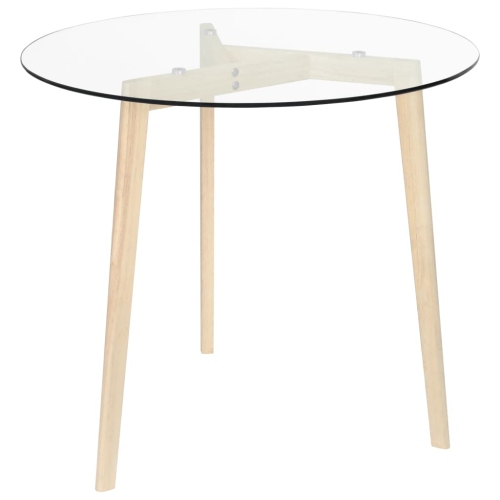 VIDAXL  Dining Table Transparent 80 Cm Tempered Glass