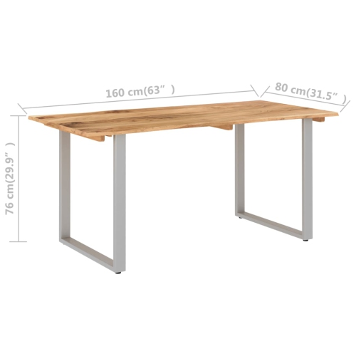 vidaXL Dining Table 63"x31.5"x29.9" Solid Acacia Wood