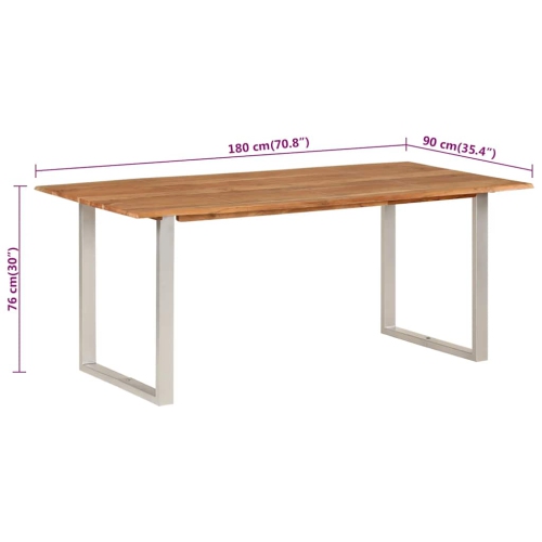 vidaXL Dining Table 70.9"x35.4"x29.9" Solid Acacia Wood