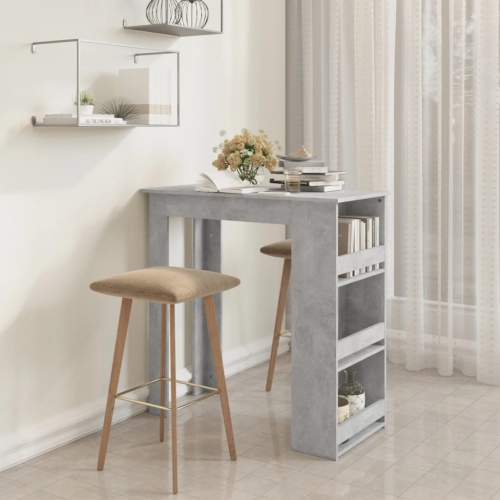 Table de bar vidaXL avec support de rangement gris béton 102x50x103,5 cm