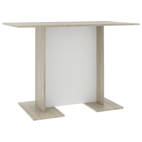 vidaXL Dining Table White and Sonoma Oak 43.3"x23.6"x29.5" Chipboard