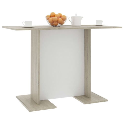 vidaXL Dining Table White and Sonoma Oak 43.3"x23.6"x29.5" Chipboard