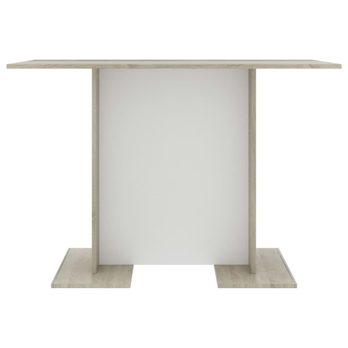 vidaXL Dining Table White and Sonoma Oak 43.3"x23.6"x29.5" Chipboard