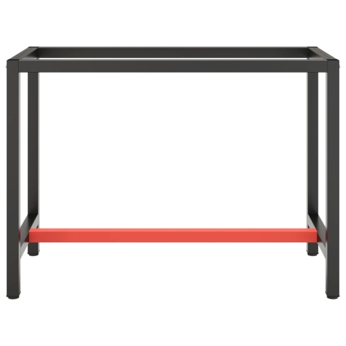 vidaXL Work Bench Frame Matte Black and Matte Red 110x50x79 cm Metal