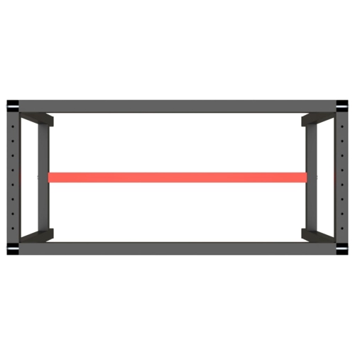 vidaXL Work Bench Frame Matte Black and Matte Red 110x50x79 cm Metal
