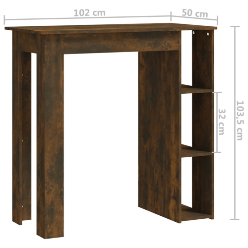 vidaXL Bar Table with Shelf Smoked Oak 102x50x103.5 cm Engineered Wood