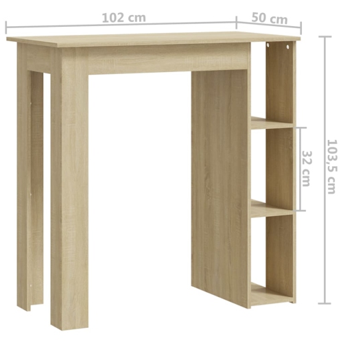 vidaXL Bar Table with Shelf Sonoma Oak 102x50x103.5 cm Engineered Wood