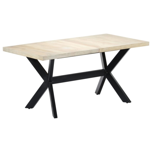 VIDAXL  Dining Table 63"x31.5"x29.5" Solid Mango Wood In White