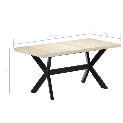 vidaXL Dining Table White 63"x31.5"x29.5" Solid Mango Wood