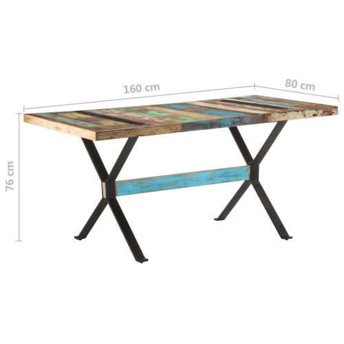 vidaXL Dining Table 160x80x76 cm Solid Reclaimed Wood