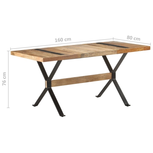 vidaXL Dining Table 160x80x76 cm Rough Mango Wood