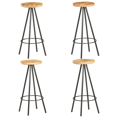 VIDAXL  Bar Stools 4 PCs Rough Wood In Mango