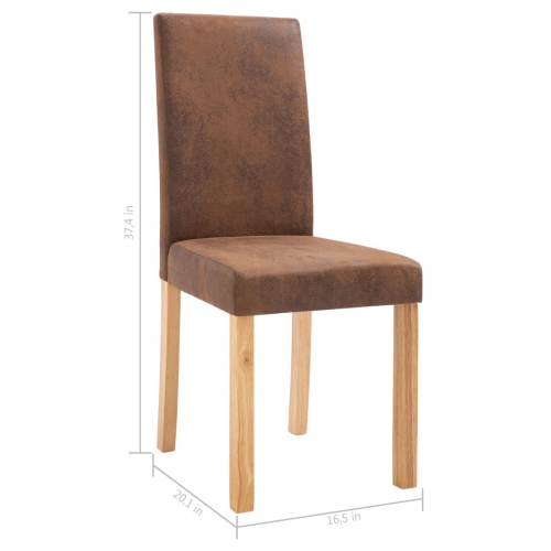 vidaXL Dining Chairs 4 pcs Brown Faux Suede Leather