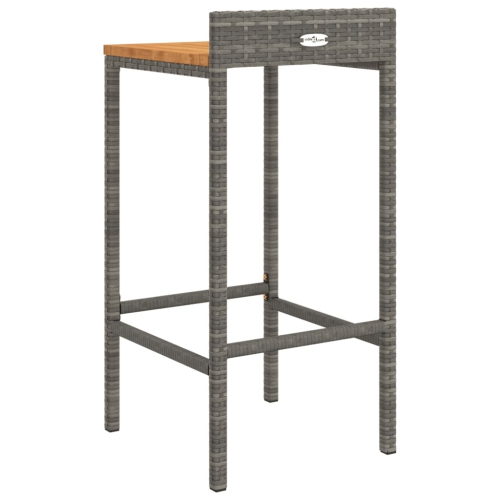 vidaXL Bar Stools 4 pcs Grey Poly Rattan and Solid Wood Acacia