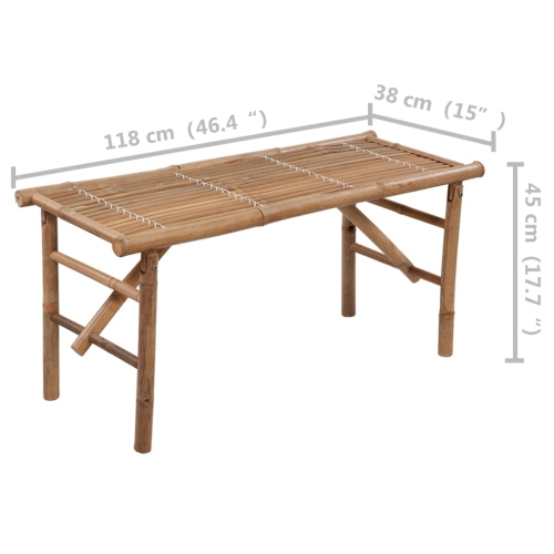 vidaXL Folding Garden Bench with Cushion 118 cm Bamboo