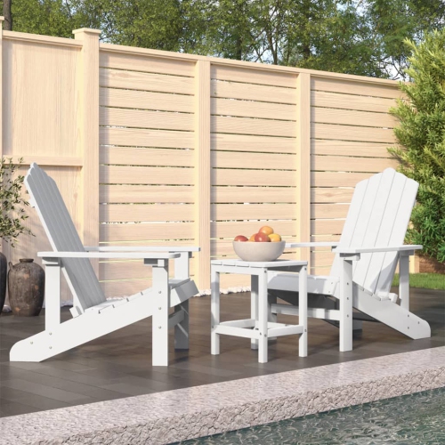 vidaXL Garden Adirondack Chairs with Table HDPE White