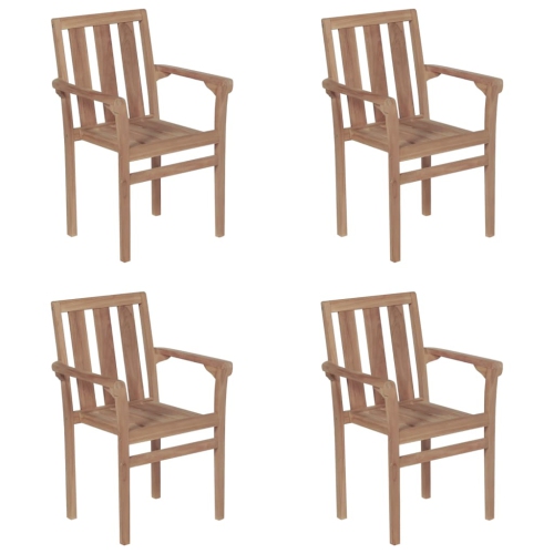 vidaXL Stackable Garden Chairs with Cushions 4 pcs Solid Teak Wood