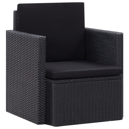 VIDAXL  Garden Chair With Cushions Poly Rattan Black