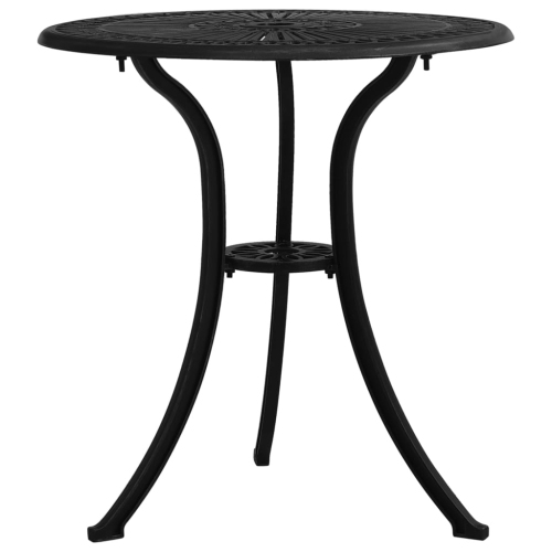 Table de jardin VisdaXL en aluminium moulé 65&nbsp;cm, noir, 62 x 62 x 32 po