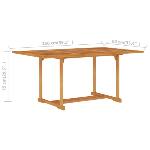 vidaXL Garden Table 150x90x75 cm Solid Teak Wood